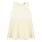 Younger Girls Ivory Logo Sleeveless Dress, 2, hi-res