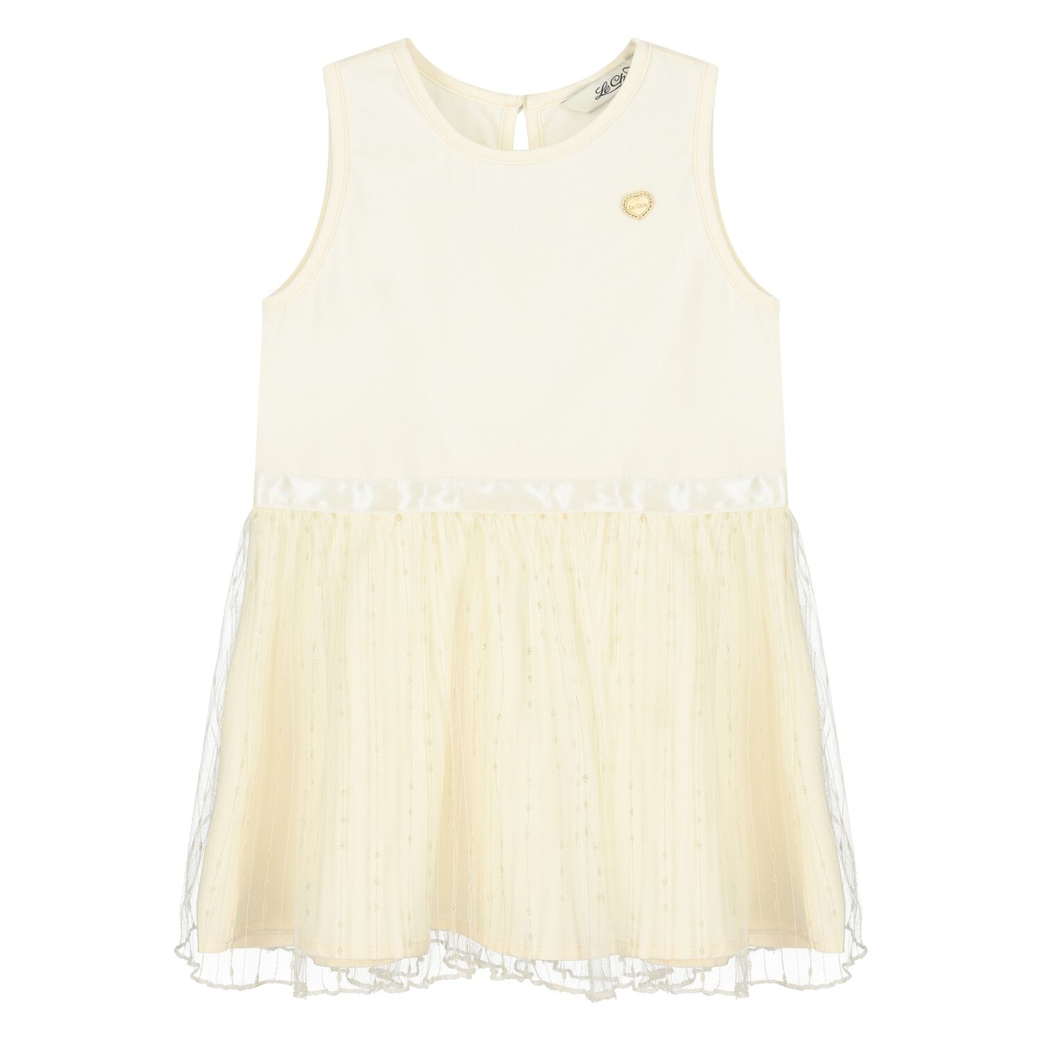 Younger Girls Ivory Logo Sleeveless Dress, 2, hi-res image number null