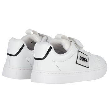 Boys White Leather Trainers
