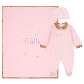 Baby Girls Pink & Beige Geo Map Babygrow Gift Set