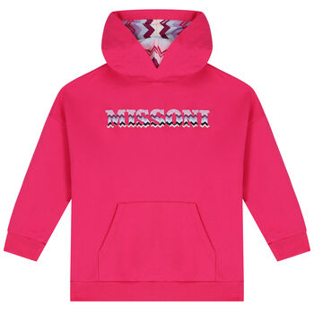 Girls Pink Logo Hooded Top