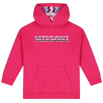 Girls Pink Logo Hooded Top