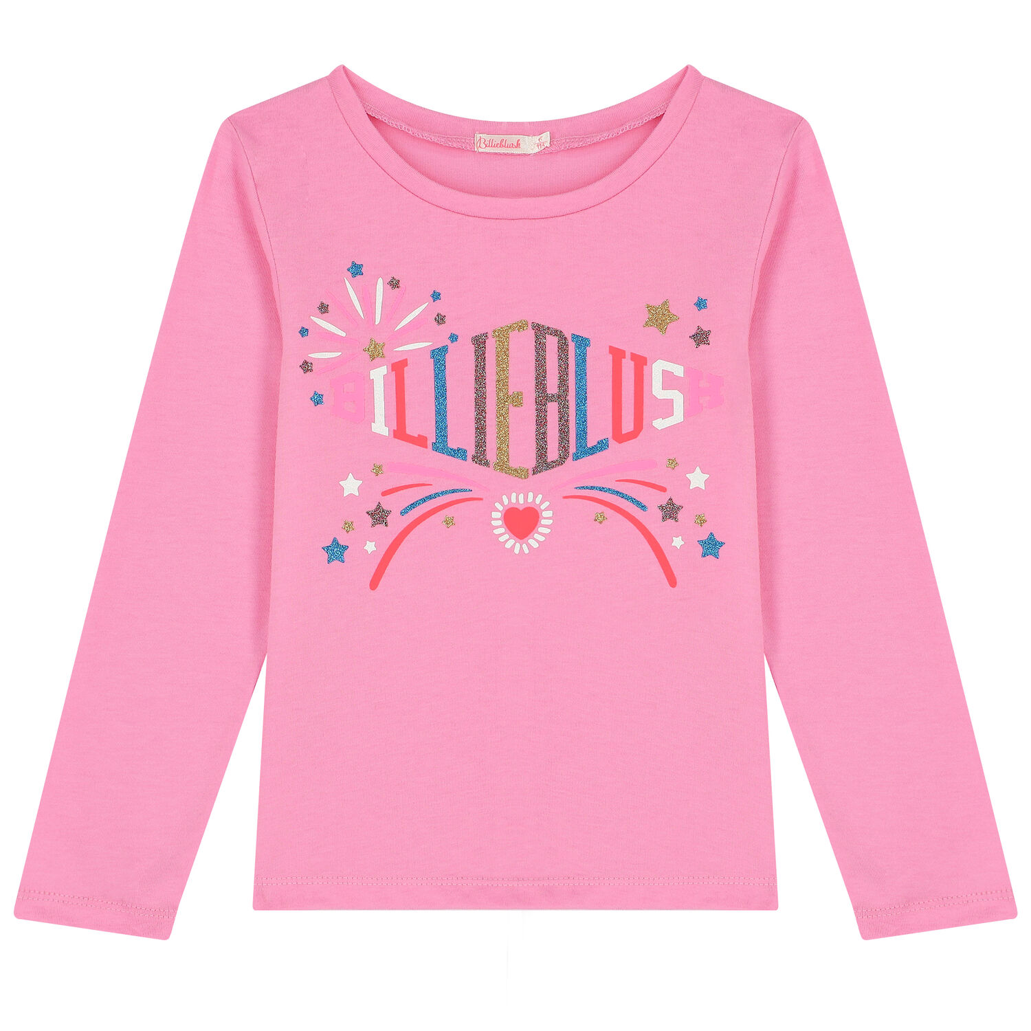 Girls Pink Logo Long Sleeve Top, 1, hi-res