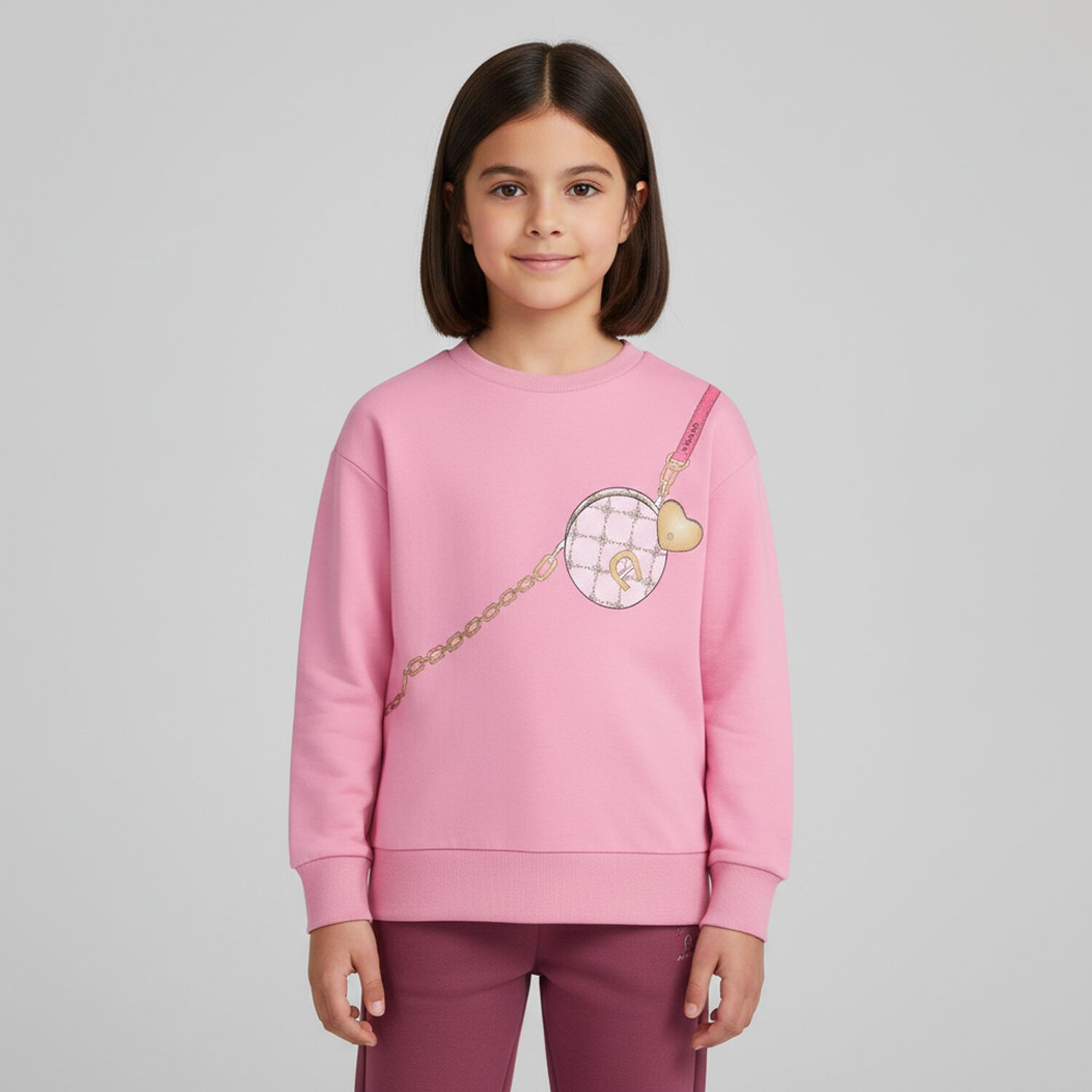 Girls Pink Logo Bag Sweatshirt, 1, hi-res image number null