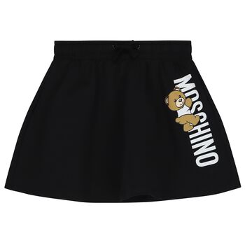 Girls Black Teddy Bear Logo Skirt