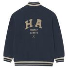 Boys Navy Blue Varsity Bomber Jacket, 1, hi-res