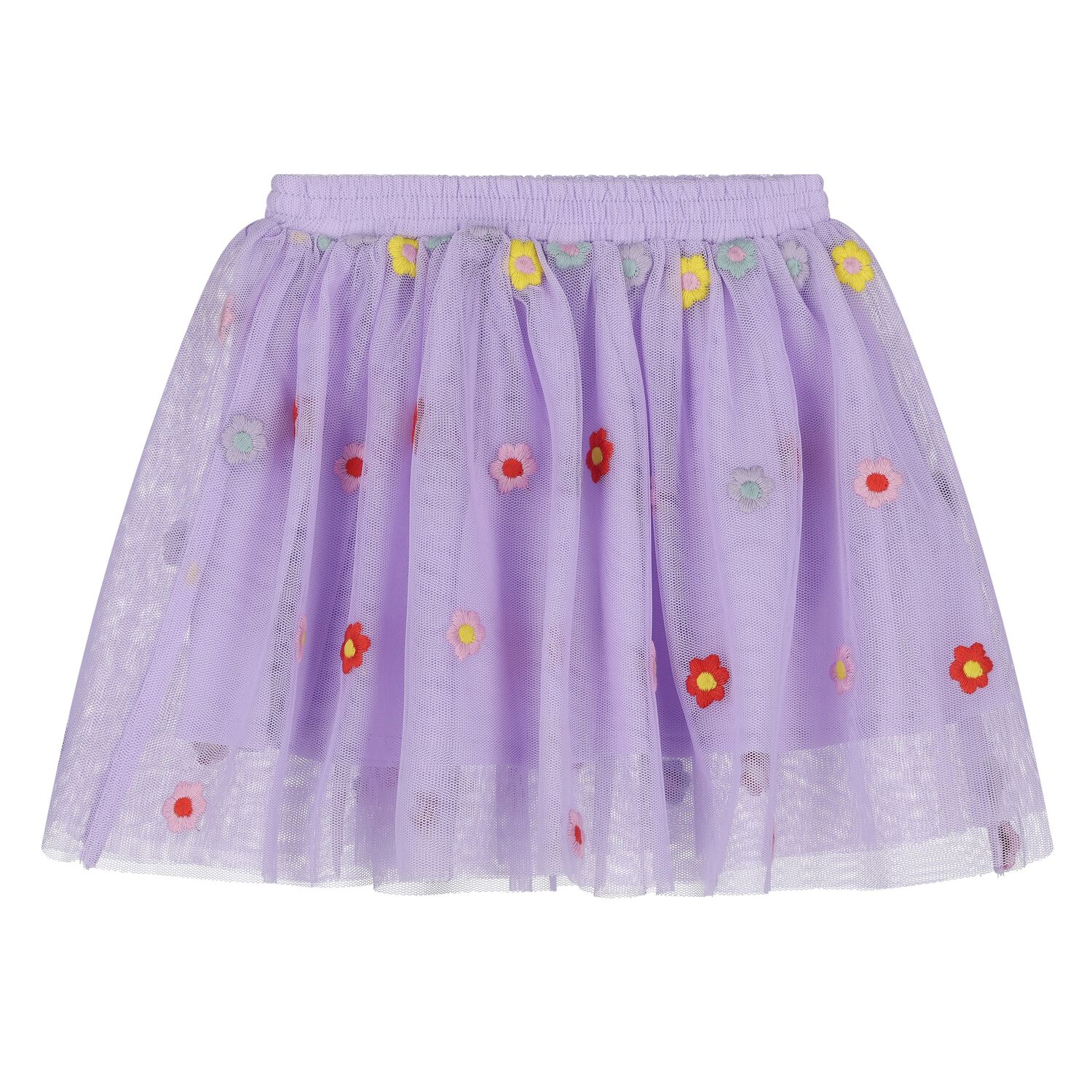 Younger Girls Purple Flower Tulle Skirt, 1, hi-res