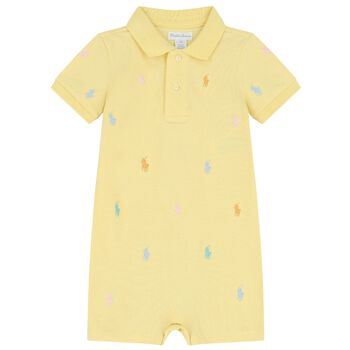Baby Boys Yellow Logo Polo Romper