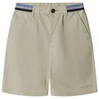 Boys Beige Logo Shorts, 1, hi-res