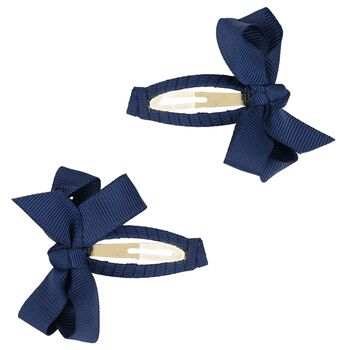Girls Navy Blue Bow Hairclips ( 2-Pack )