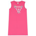 Girls Pink Floral Logo Dress, 2, hi-res