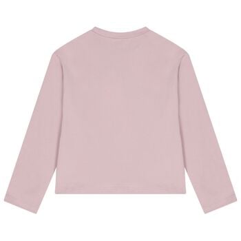 Girls Pink Teddy Bear Long Sleeve Top