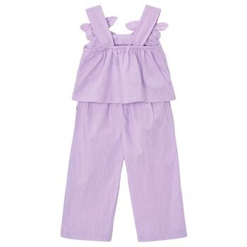 Girls Purple 3D Flower Trousers Set