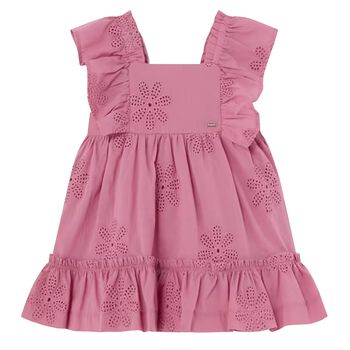 Younger Girls Pink Embroidered Dress