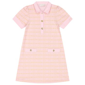 Girls Pink & Gold Logo Polo Dress