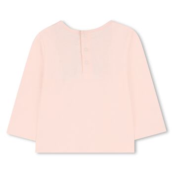 Younger Girls Pink Logo Long Sleeve Top