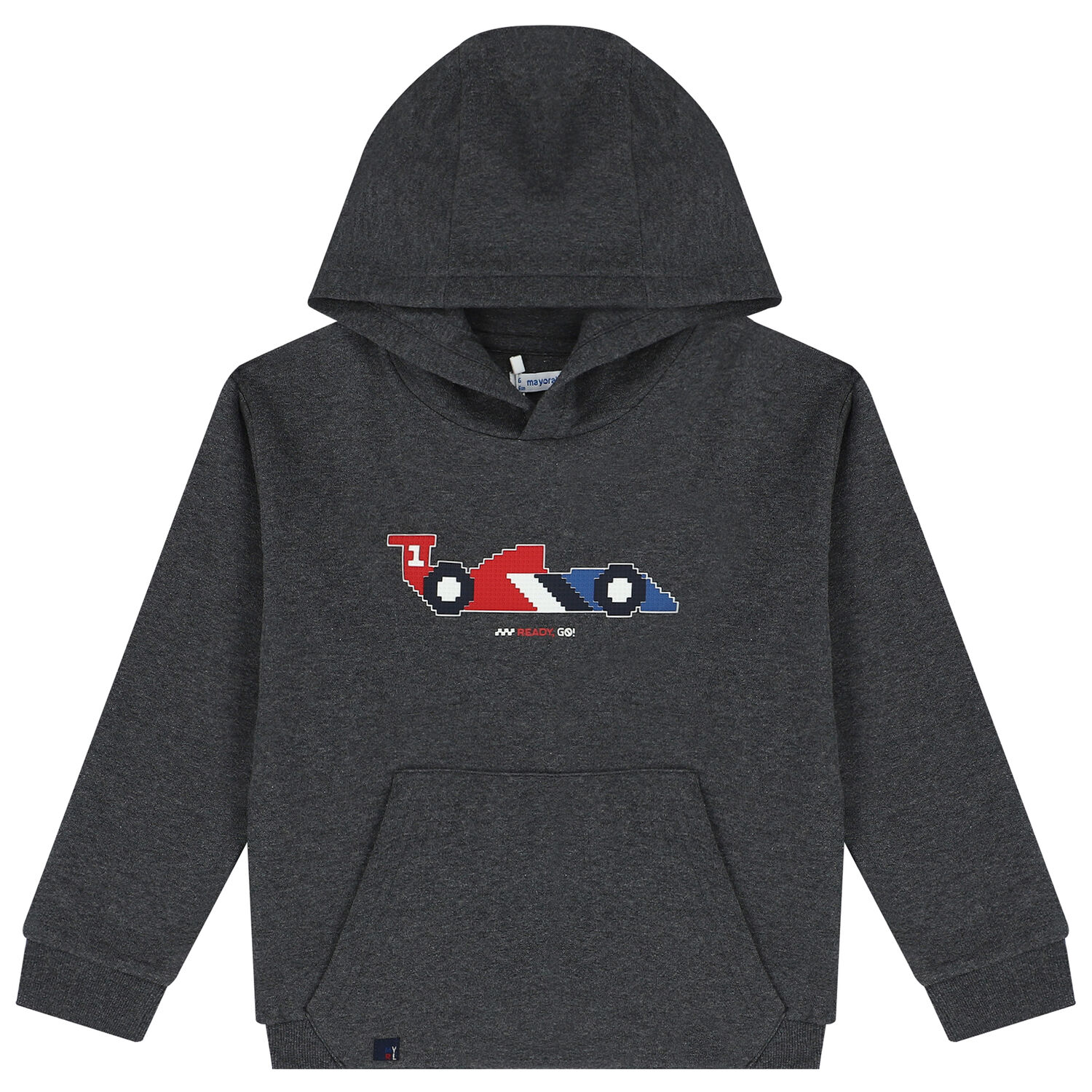 Boys Grey Race Car Hooded Top, 1, hi-res image number null