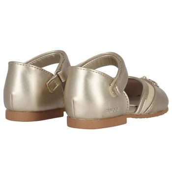 Younger Girls Gold Logo Shoes