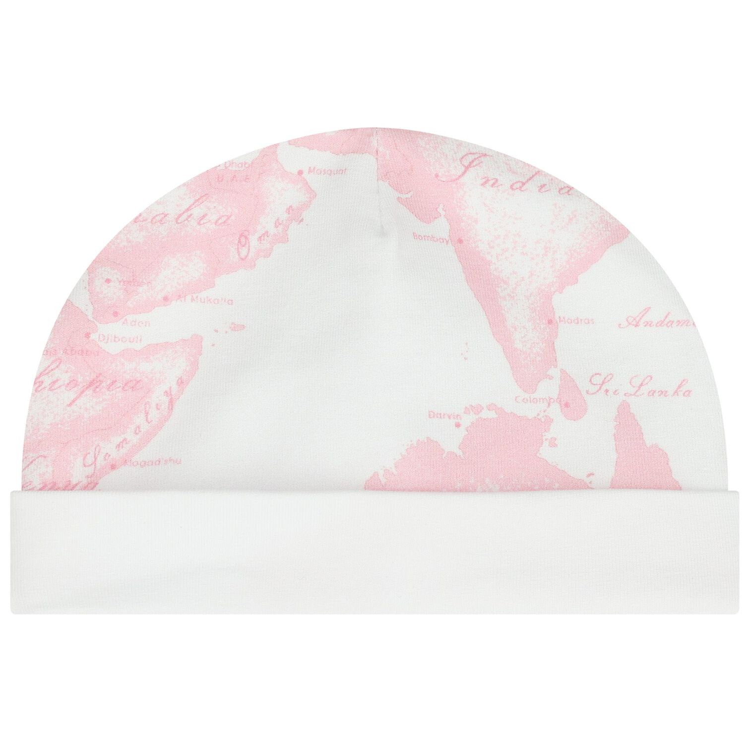 طقم هدايا ملابس اطفال بتصميم خريطة جغرافية باللونين الابيض و الوردي للبنات , 1, hi-res