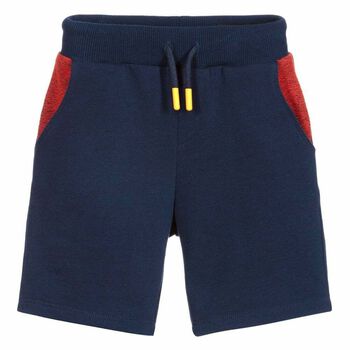 Boys Navy & Orange Logo Shorts