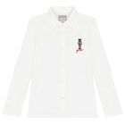 Boys White Teddy Bear Polo Shirt, 1, hi-res