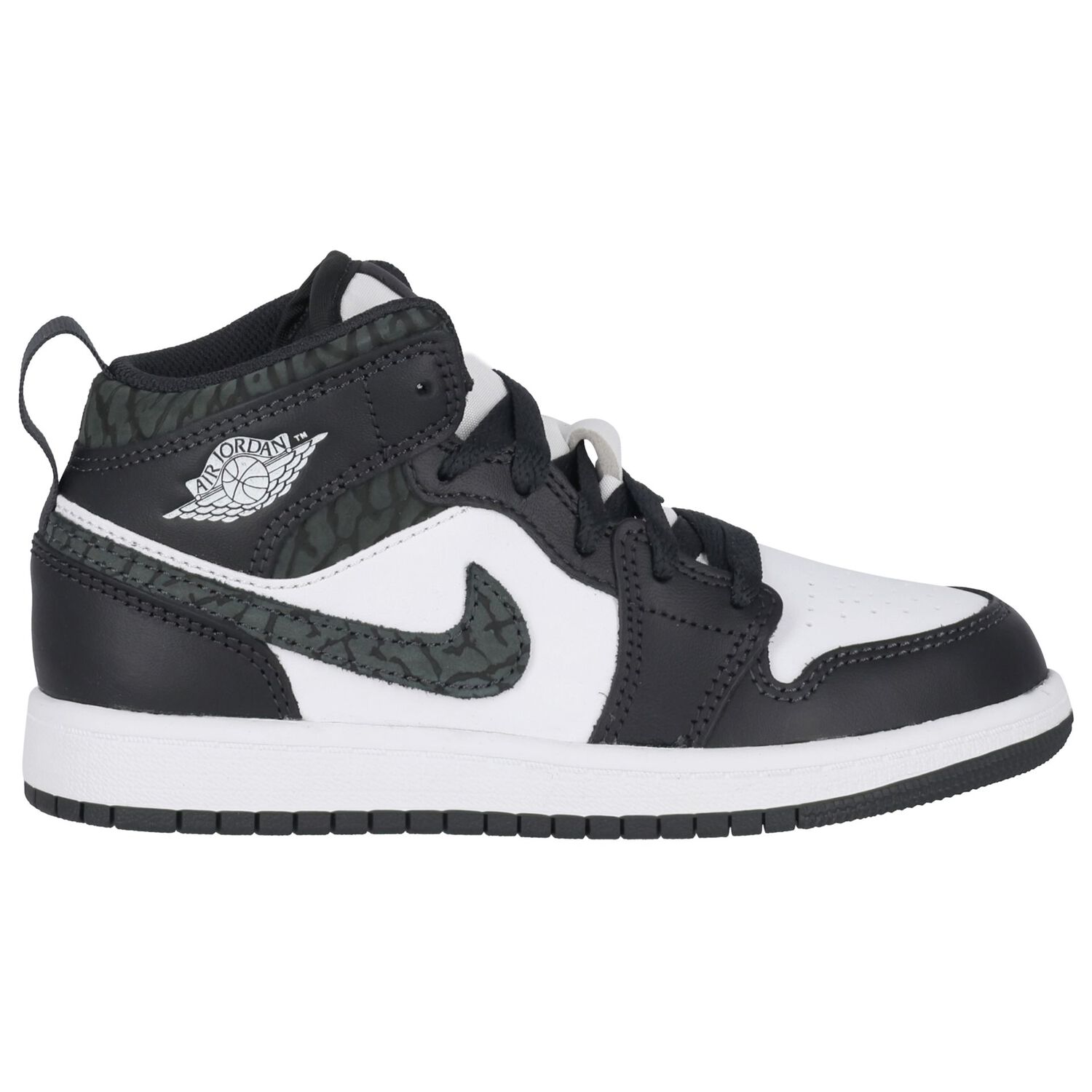Black, Green & White Air Jordan 1 Mid Trainers, 1, hi-res