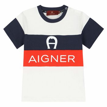 Younger Boys White & Red Logo T-shirt