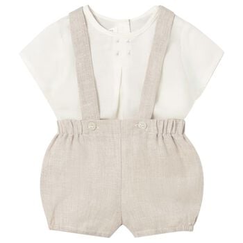 Baby Boys Ivory & Beige Shorts Set 