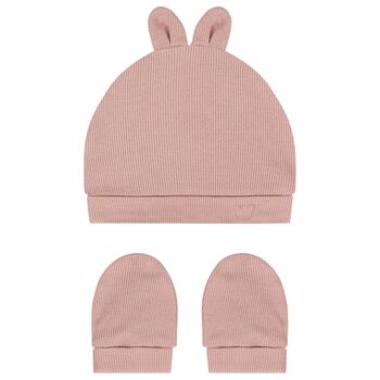 Pink Hat & Mittens Set