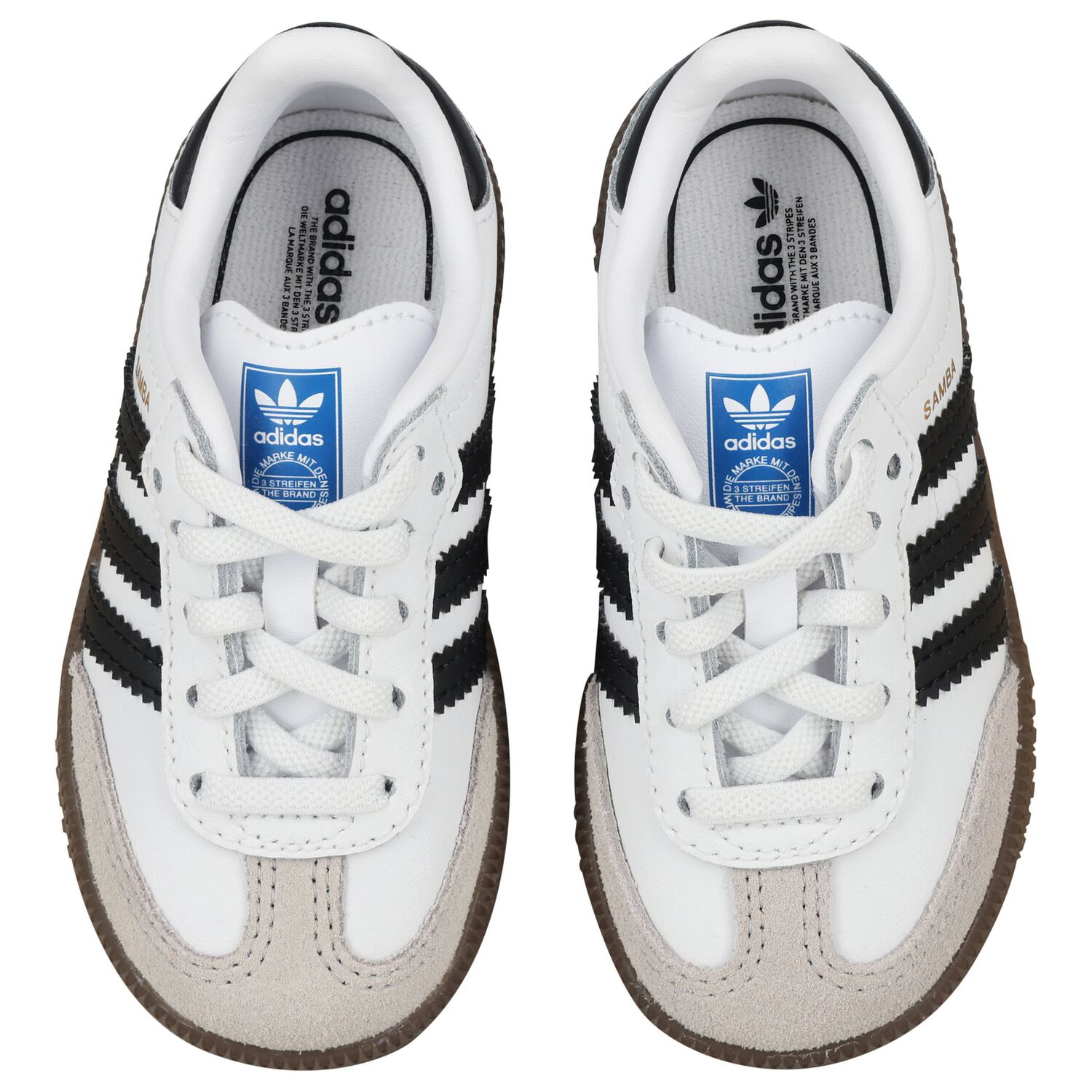 Younger White & Black Logo Samba Trainers, 1, hi-res