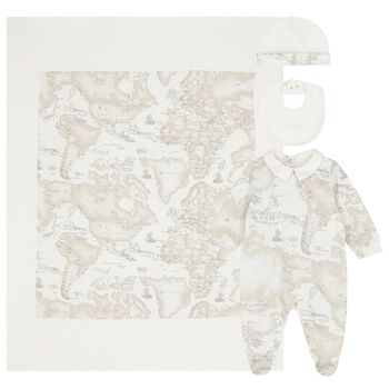 Ivory & Beige Geo Map Babygrow Gift Set
