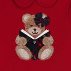 Girls Red & Navy Blue Teddy Bear Tartan Dress, 1, hi-res