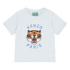 Younger Boys Blue Tiger Logo T-Shirt, 1, hi-res