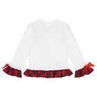 Girls White & Red Tartan Check Pyjamas, 1, hi-res