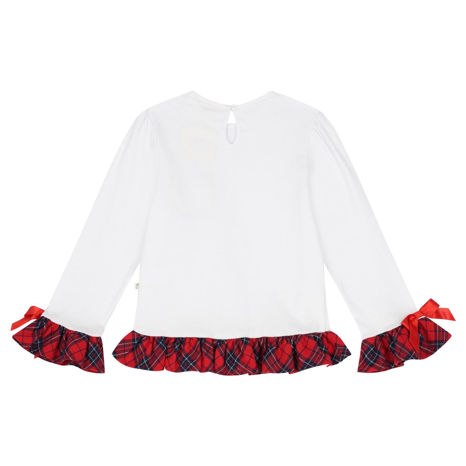 Girls White & Red Tartan Check Pyjamas, 1, hi-res image number null