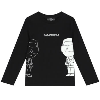 Boys Black Logo Long Sleeve Top