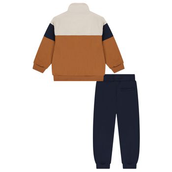 Boys Ivory, Beige & Navy Blue Tracksuit