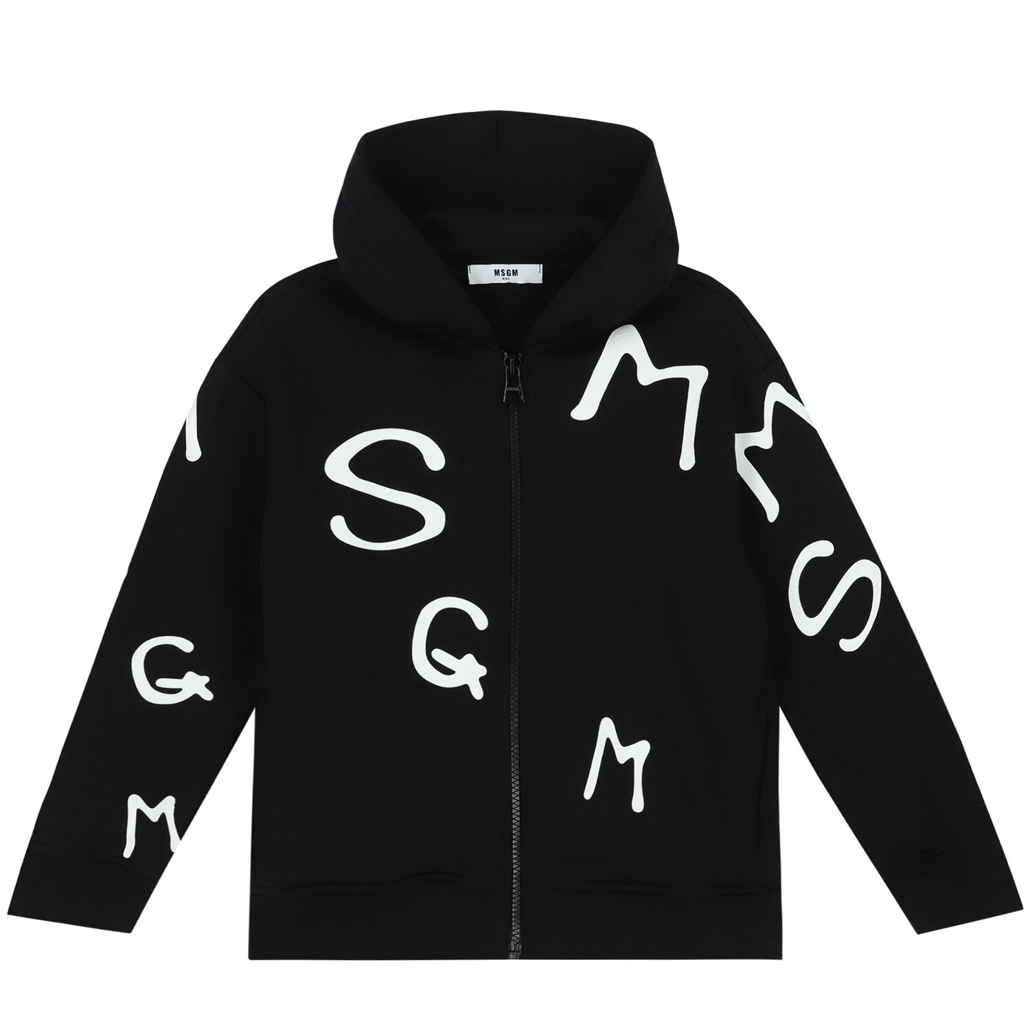 Boys Black Logo Zip Up Top, 1, hi-res