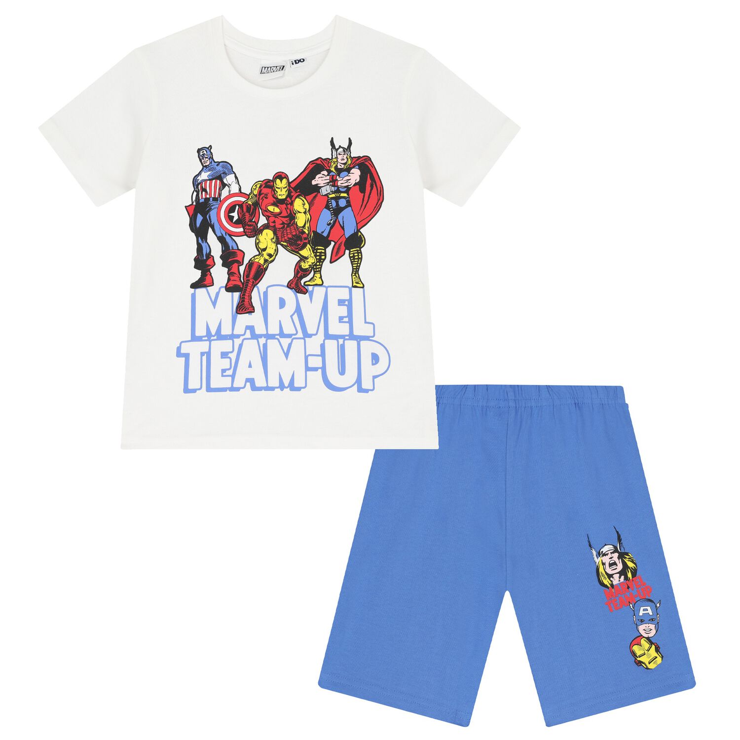 Boys White & Blue Marvel Pyjamas, 1, hi-res image number null