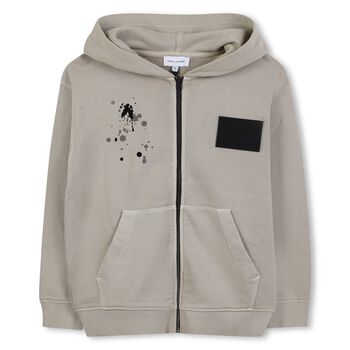 Boys Beige Logo Hooded Top