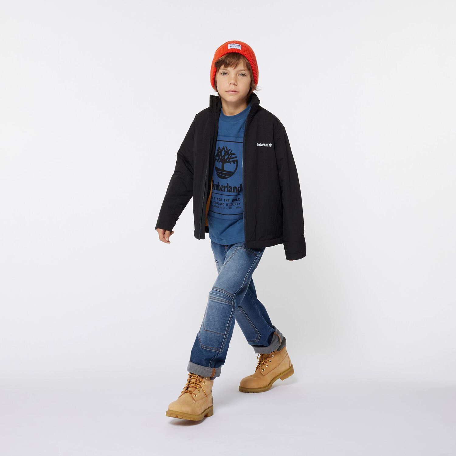 تيشيرت أولاد بالشعار باللون الأزرق, 1, hi-res