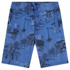 Boys Blue Logo Shorts, 1, hi-res