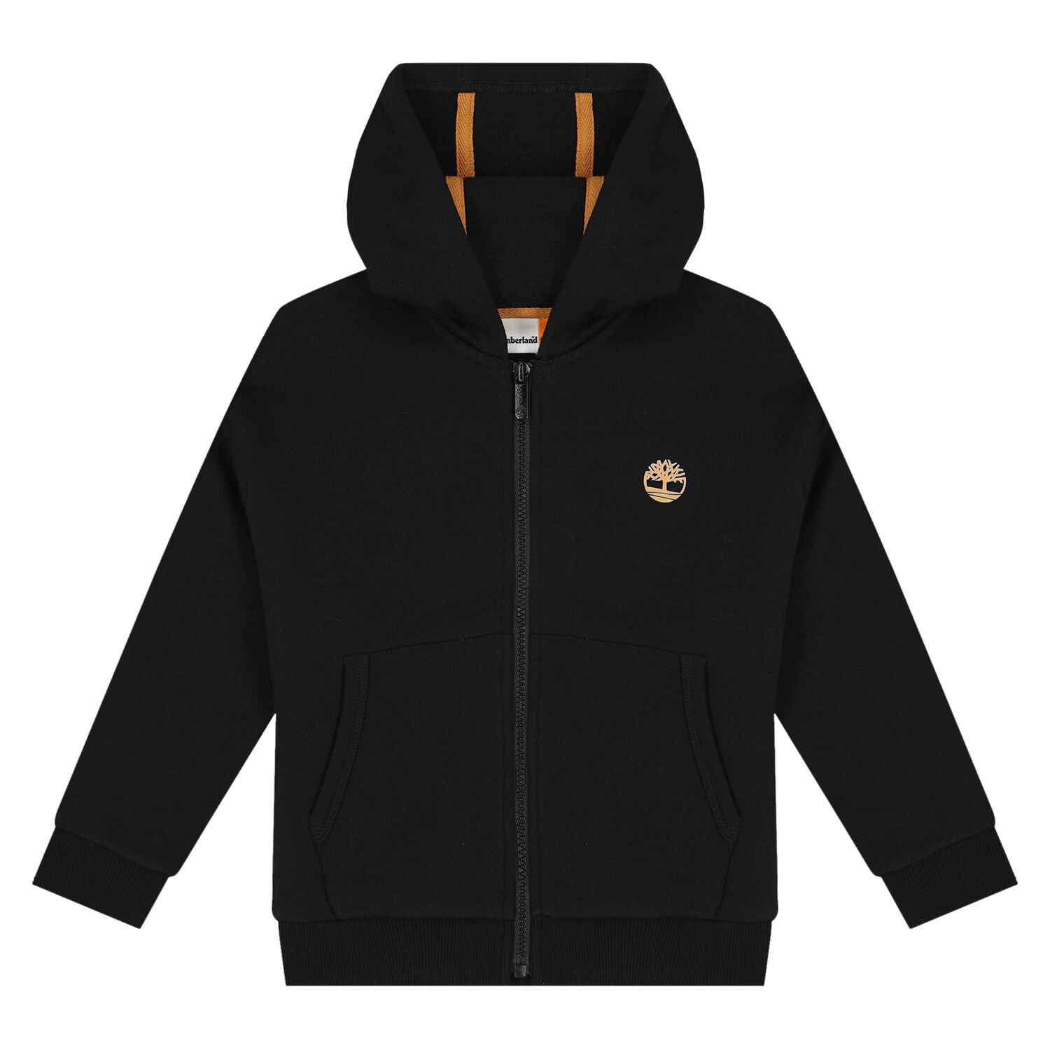 Boys Black Logo Hooded Zip Up Top, 1, hi-res image number null