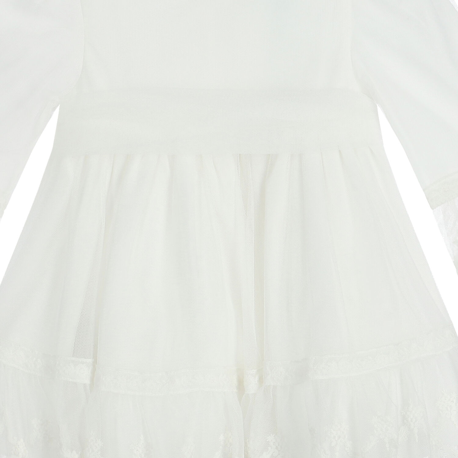 Younger Girls Ivory Embroidered Tulle Dress, 1, hi-res image number null