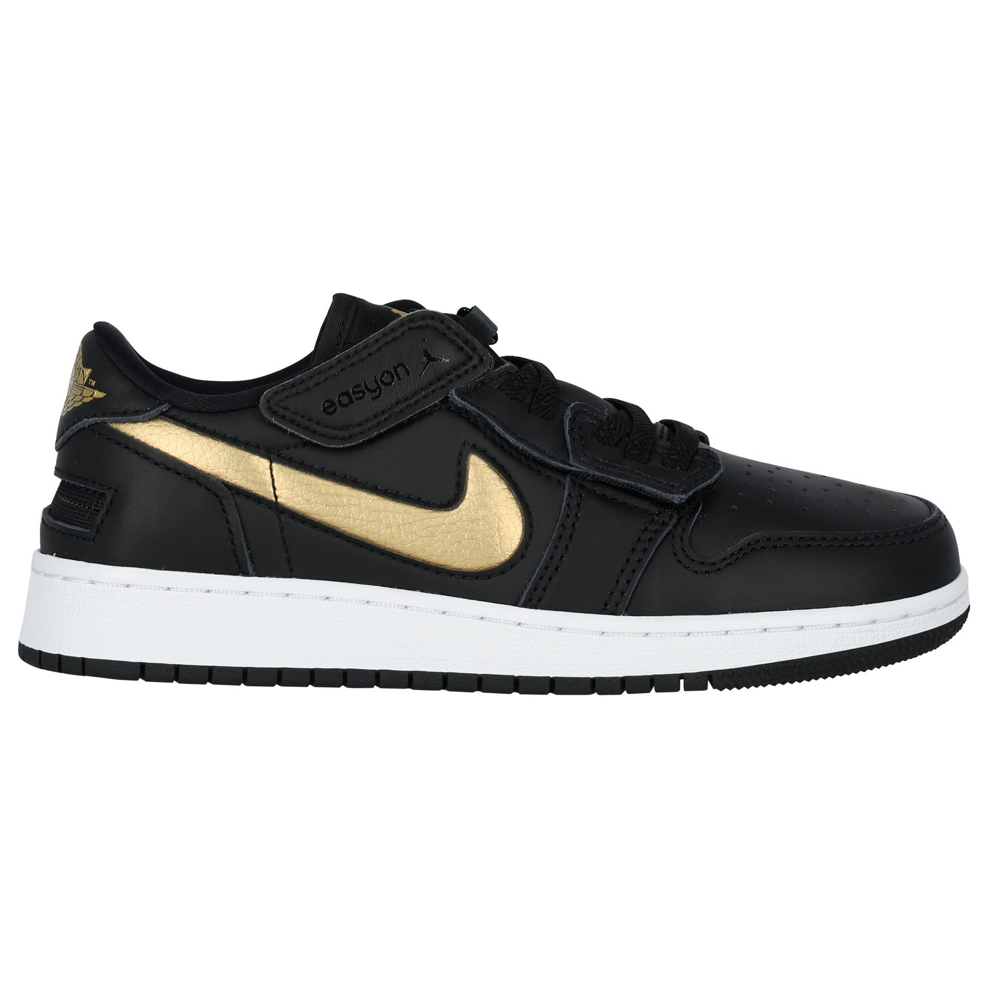 Nike Kids Black & Gold Air Jordan 1 Low Flyease Trainers | Junior
