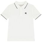 Boys White Logo Polo Shirt , 2, hi-res