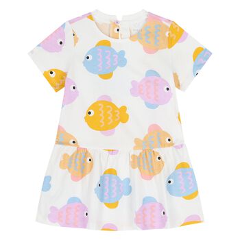 Younger Girls White Fish Dress