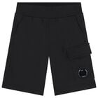 Boys Black Logo Shorts , 1, hi-res
