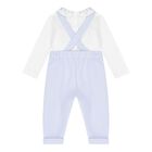 Baby Boys White & Blue Dungaree Set, 1, hi-res