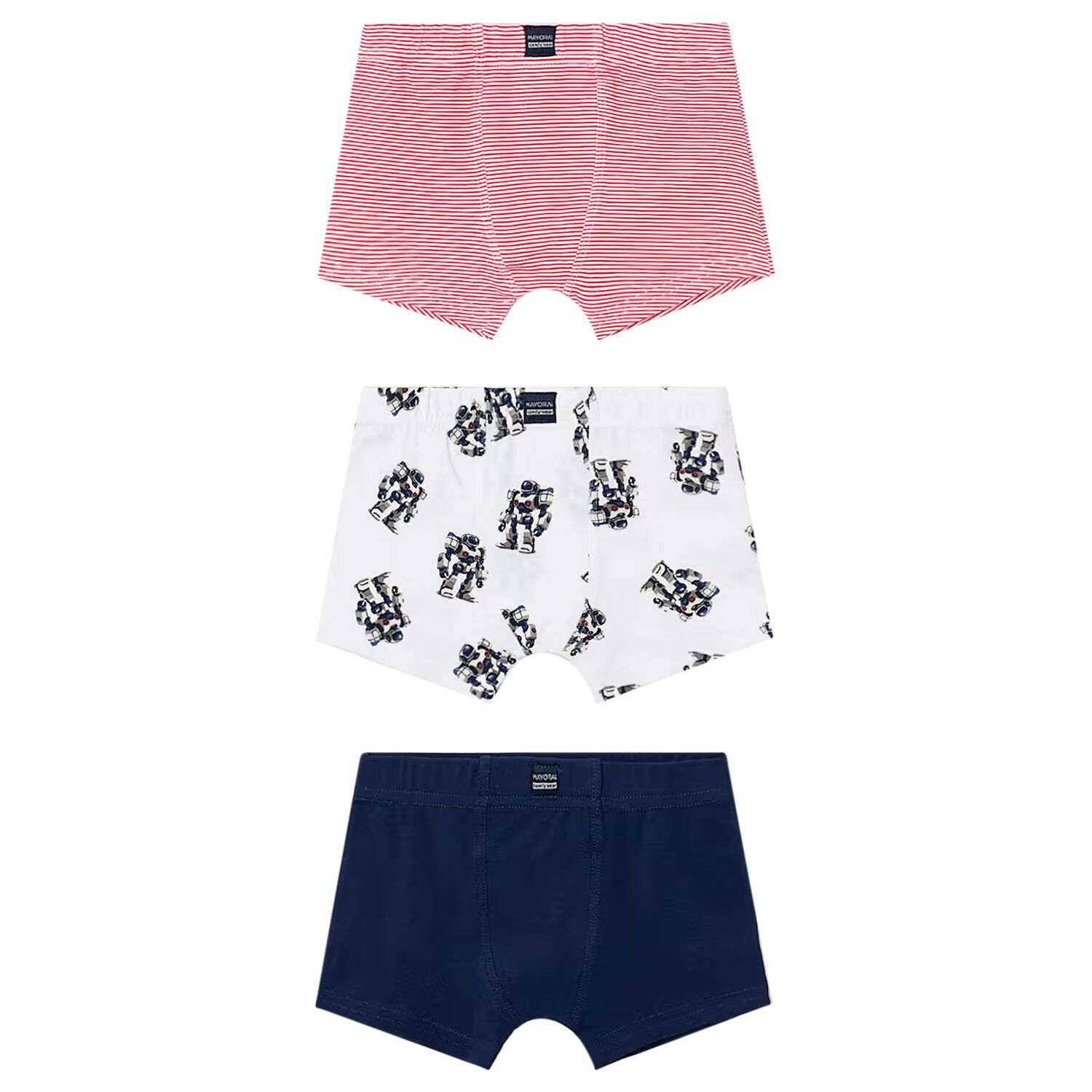 Boys Red, White & Navy Blue Boxer Shorts ( 3-Pack ), 1, hi-res